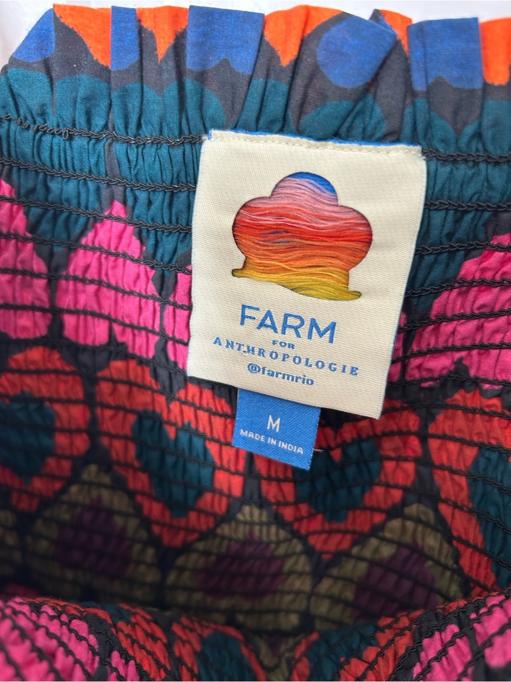 Farm Rio Smocked Cover-Up Dress Anthropologie Tropical Hearts Medium - Picture 7 of 7